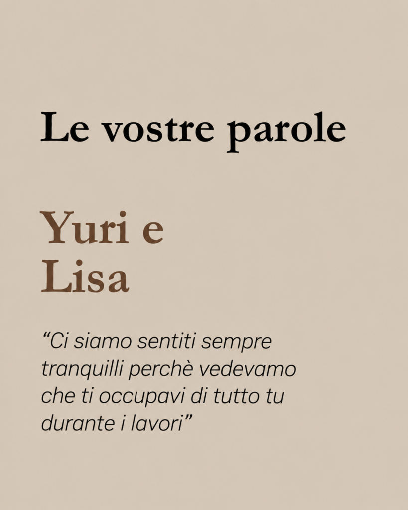 Testimonianza di Yuri e Lisa sul progetto di interior design